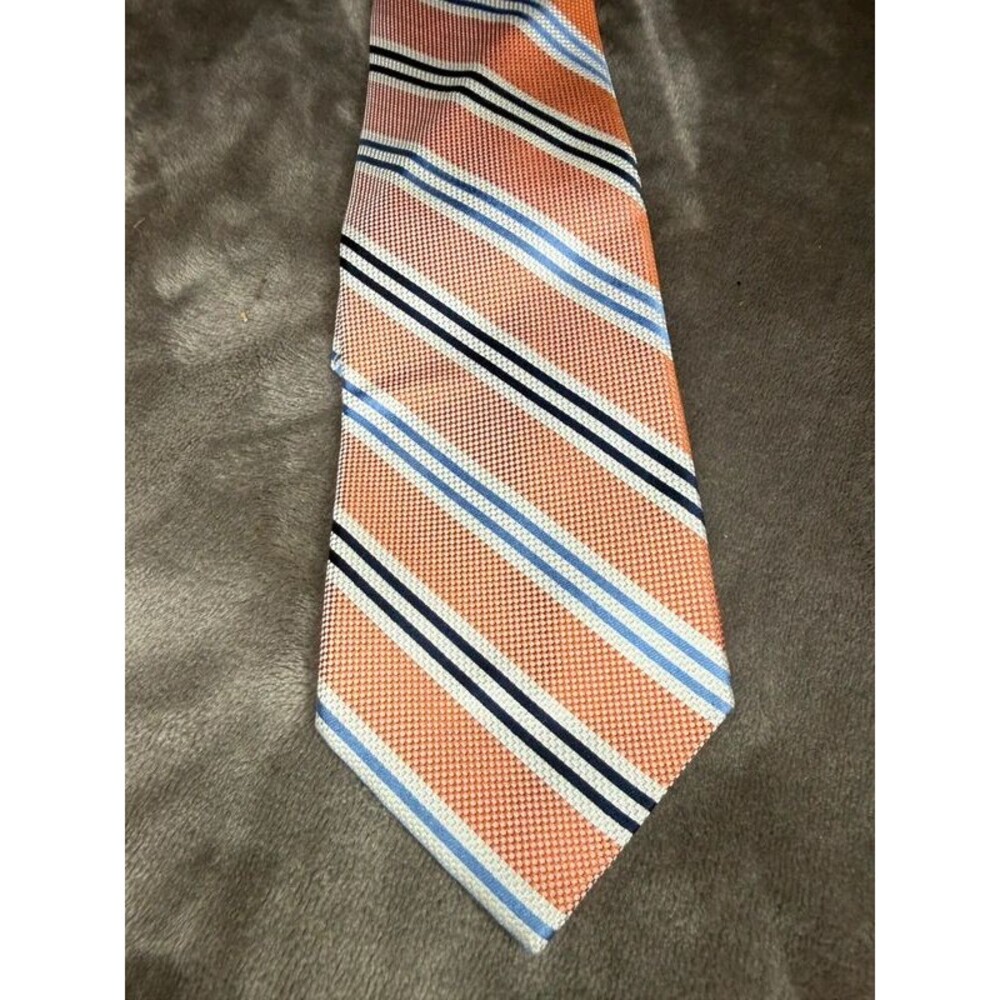 Banana Republic Tie Orange Blue Navy Stripe Preppy Ivy League Mens Necktie